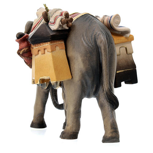 Elephant with baggage, 11 cm nativity Rainell, in painted Val Gardena wood 9