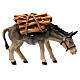 Donkey with wood in painted wood from Valgardena for Rainell Nativity Scene 9 cm s1