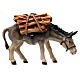 Donkey carrying wood, 9 cm Rainell nativity, in painted Valgardena wood s1