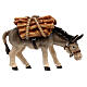 Donkey with wood in painted wood from Valgardena for Rainell Nativity Scene 11 cm s1
