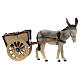 Donkey with pull cart, 9 cm nativity Rainell, in painted Valgardena wood s1
