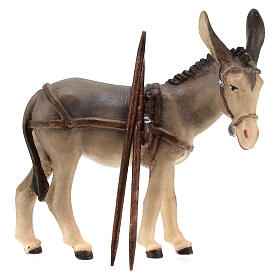 Donkey in painted wood from Valgardena for Rainell Nativity Scene 9 cm