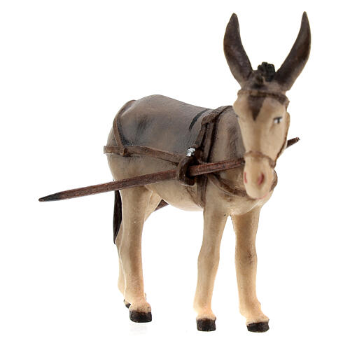 Donkey for pull cart, 9 cm nativity Rainell, in painted Valgardena wood 3