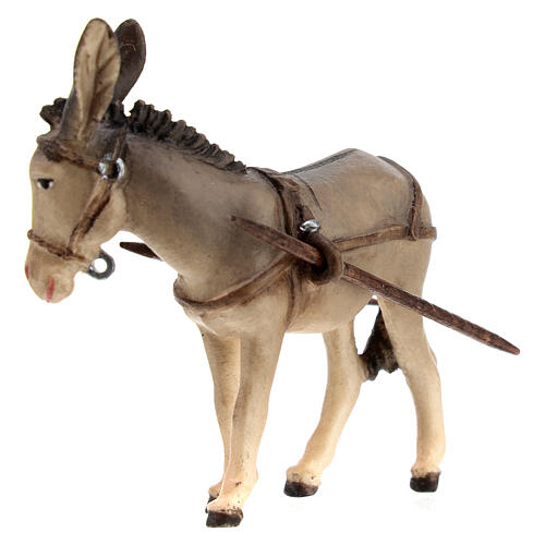 Donkey for pull cart, 9 cm nativity Rainell, in painted Valgardena wood 4