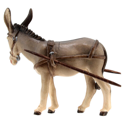 Donkey for pull cart, 9 cm nativity Rainell, in painted Valgardena wood 5