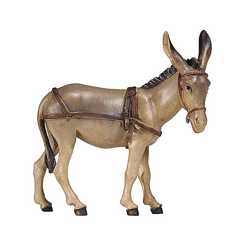 Donkey in painted wood from Valgardena for Rainell Nativity Scene 11 cm 1