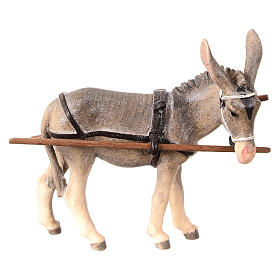 Burro para carrinho madeira pintada para presépio Val Gardena Rainell com figuras altura média 11 cm