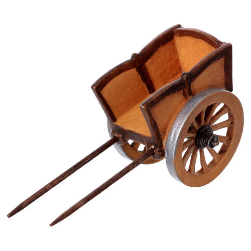 Wózek dla osła drewno malowane szopka Rainell 9 cm Valgardena 3