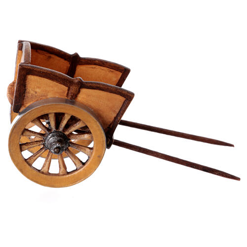 Pull cart for donkey, 9 cm nativity Rainell, in painted Valgardena wood 1