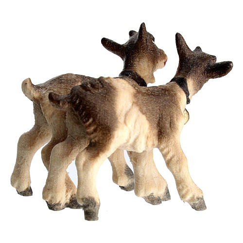 Gruppo caprette legno dipinto presepe Val Gardena Rainell 11 cm 3