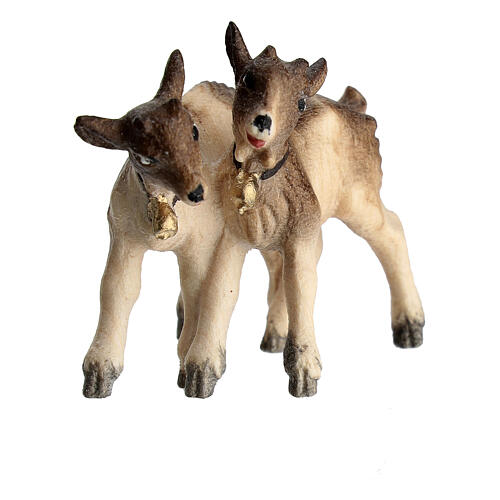 Two baby goats, 11 cm nativity Rainell, in painted Val Gardena wood 2