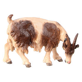 Goat eating towards right, 11 cm nativity Rainell, in painted Val Gardena wood