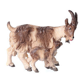 Cabra com cabrito madeira pintada para presépio Rainell figuras altura média 9 cm Val Gardena