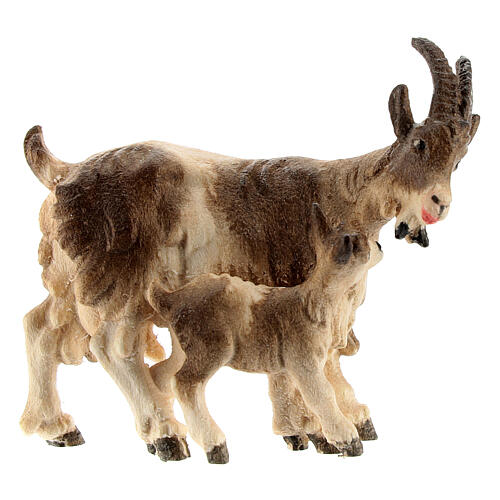 Chèvre avec chevrette bois peint crèche Rainell 11 cm Val Gardena 1