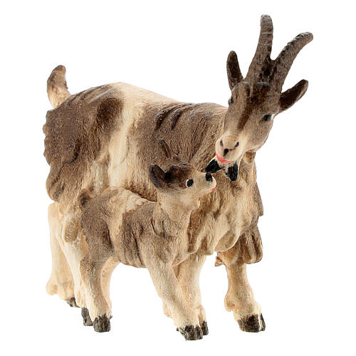 Chèvre avec chevrette bois peint crèche Rainell 11 cm Val Gardena 2