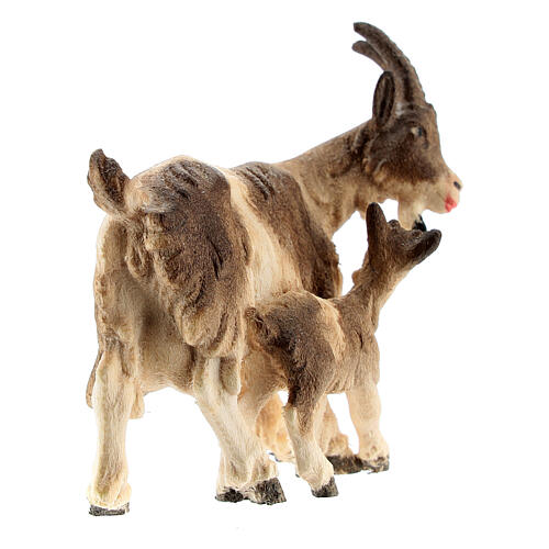 Chèvre avec chevrette bois peint crèche Rainell 11 cm Val Gardena 4