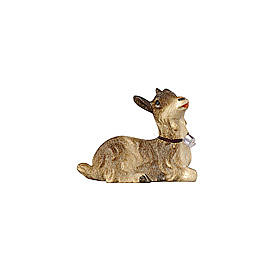 Baby goat lying, 9 cm nativity Rainell, in painted Valgardena wood 1