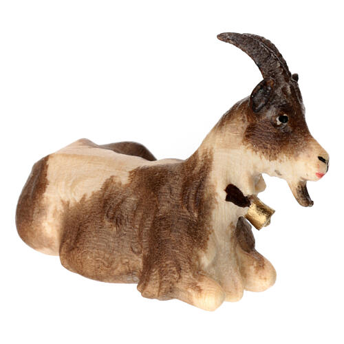 Lying goat in painted wood from Valgardena for Rainell Nativity Scene 11 cm 3