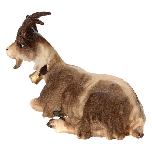 Lying goat in painted wood from Valgardena for Rainell Nativity Scene 11 cm 4