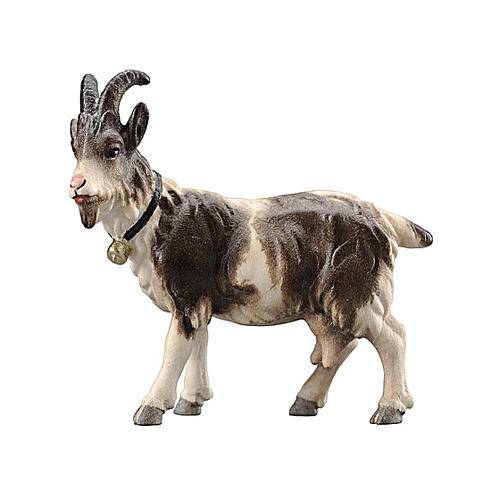 Chèvre tête à gauche bois peint crèche Rainell Val Gardena 9 cm 1