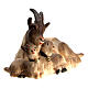 Capra sdraiata con caprette legno dipinto Val Gardena presepe Rainell 11 cm s2