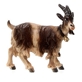 Goat looking to its right in painted wood from Valgardena for Rainell Nativity Scene 9 cm