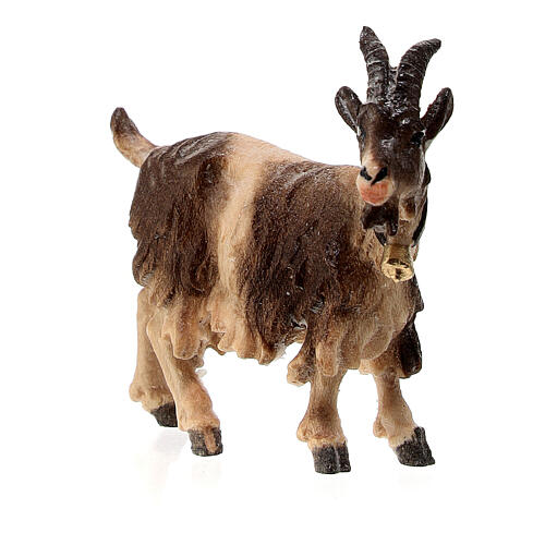 Goat looking to its right in painted wood from Valgardena for Rainell Nativity Scene 9 cm 2