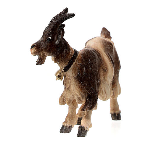 Goat looking to its right in painted wood from Valgardena for Rainell Nativity Scene 9 cm 3