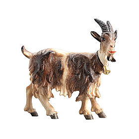 Chèvre tête à droite bois peint crèche Rainell Val Gardena 11 cm