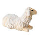 Mouton couché tête à gauche bois peint crèche Rainell Val Gardena 9 cm s3