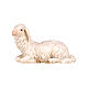 White sheep lying looking left, 9 cm nativity Rainell, in painted Valgardena wood s1
