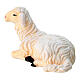 White sheep lying looking left, 9 cm nativity Rainell, in painted Valgardena wood s2