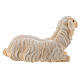 Lying sheep looking to its left in painted wood from Valgardena for Rainell Nativity Scene 11 cm s3