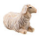 Lying sheep looking to its right in painted wood from Valgardena for Rainell Nativity Scene 9 cm s3