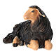Pecora nera sdraiata legno dipinto Val Gardena presepe Rainell 11 cm s2