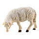 Mouton qui mange tête à gauche bois peint crèche Rainell Val Gardena 9 cm s1