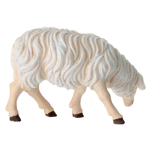Eating sheep looking to its left in painted wood from Valgardena for Rainell Nativity Scene 11 cm 3