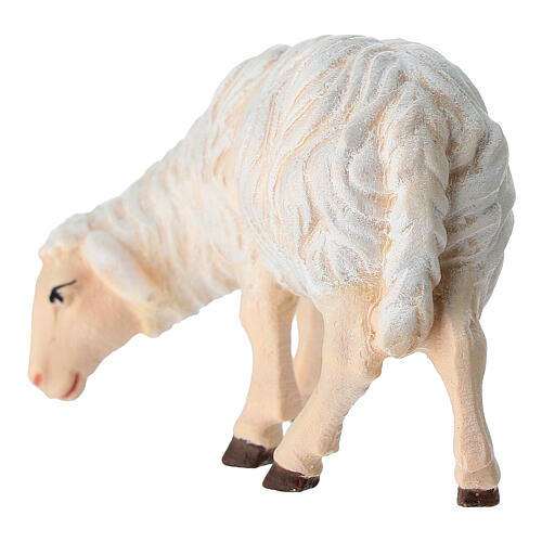 Eating sheep looking to its left in painted wood from Valgardena for Rainell Nativity Scene 11 cm 4