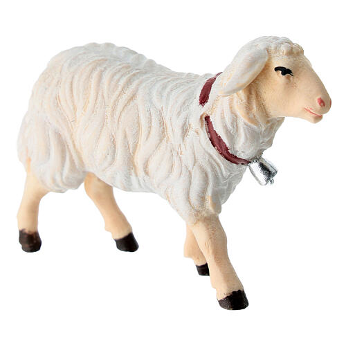 Mouton qui marche bois peint crèche Rainell Val Gardena 9 cm 3