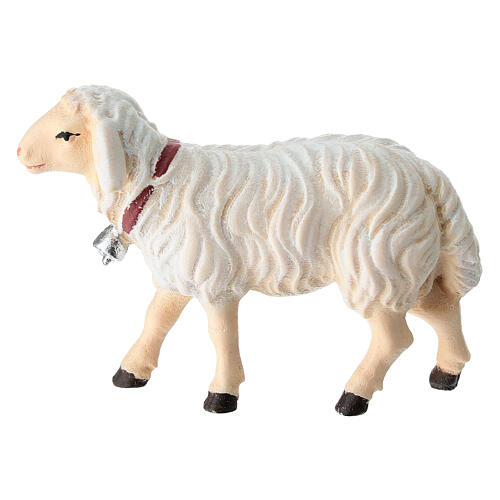 White sheep walking, 9 cm nativity Rainell, in painted Val Gardena wood 1