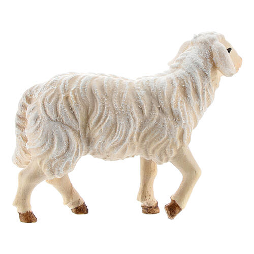Mouton tête haute bois peint crèche Rainell Val Gardena 9 cm 3
