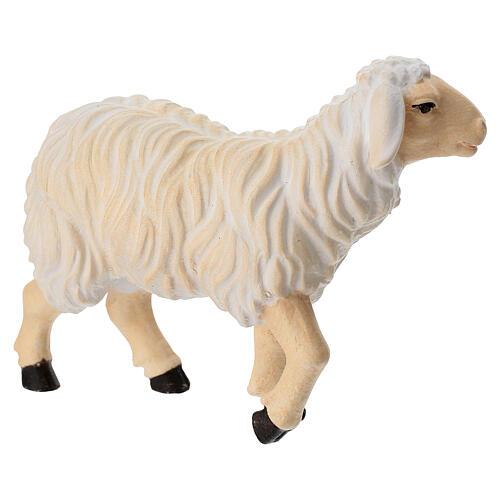Sheep with head high, 11 cm nativity Rainell, in painted Val Gardena wood 3