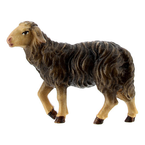 Standing black sheep in painted wood from Val Gardena for Rainell Nativity Scene 9 cm 1