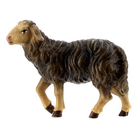 Mouton noir tête haute bois peint crèche Rainell Val Gardena 11 cm