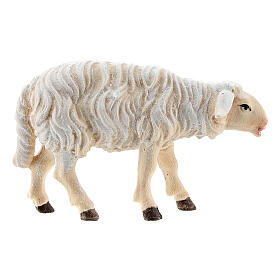 Pecora testa in avanti legno dipinto presepe Rainell 9 cm Valgardena