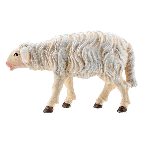 White sheep looking forward, 9 cm nativity Rainell, in painted Valgardena wood 3