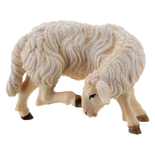 Sheep scratching itself in painted wood from Val Gardena for Rainell Nativity Scene 9 cm 1