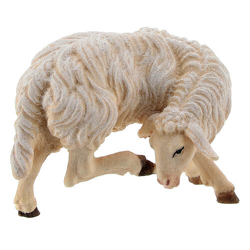 White sheep scratching, 9 cm nativity Rainell, in painted Valgardena wood 2