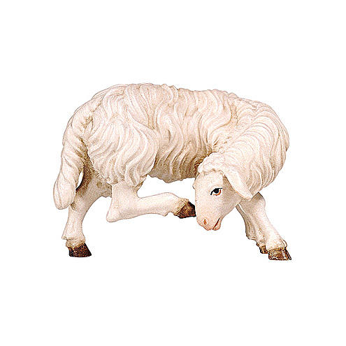 Sheep scratching itself in painted wood from Val Gardena for Rainell Nativity Scene 11 cm 1