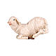 Kneeling white sheep, 9 cm nativity Rainell, in painted Val Gardena wood s1